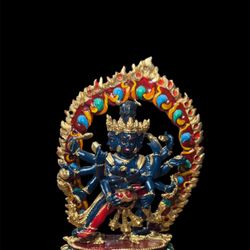 Handmade Brass Kali Statue – 4” Nepal – Multi-Armed Goddess 