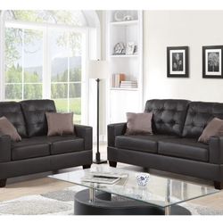 Espresso Brown Sofa And Love Seat Set (Free Delivery)