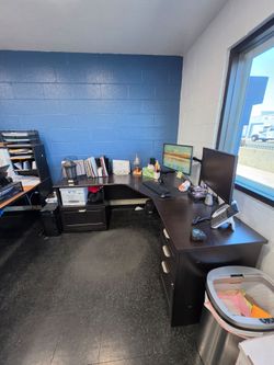 Dark Brown L-Shaped Office Desk