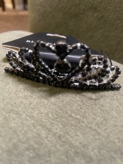 Black Heart Rhinestone Tiara Hair Comb