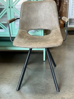 Modern Upholstered Dining Chair With Arms, Performance Fabric Seat, Wood Frame. Green