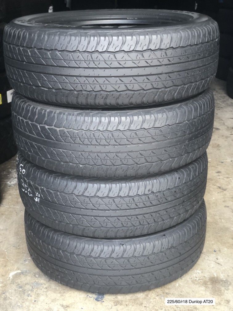 225/60/r18 Dunlop AT20 ALL FOUR (4) TIRES