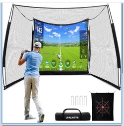 Golf Simulators for Home,11 * 8FT Golf Net with Simulator Impact Screen and Target Cloth, Portable Heavy Duty Golf Hitting Net for Outdoor Indoor with