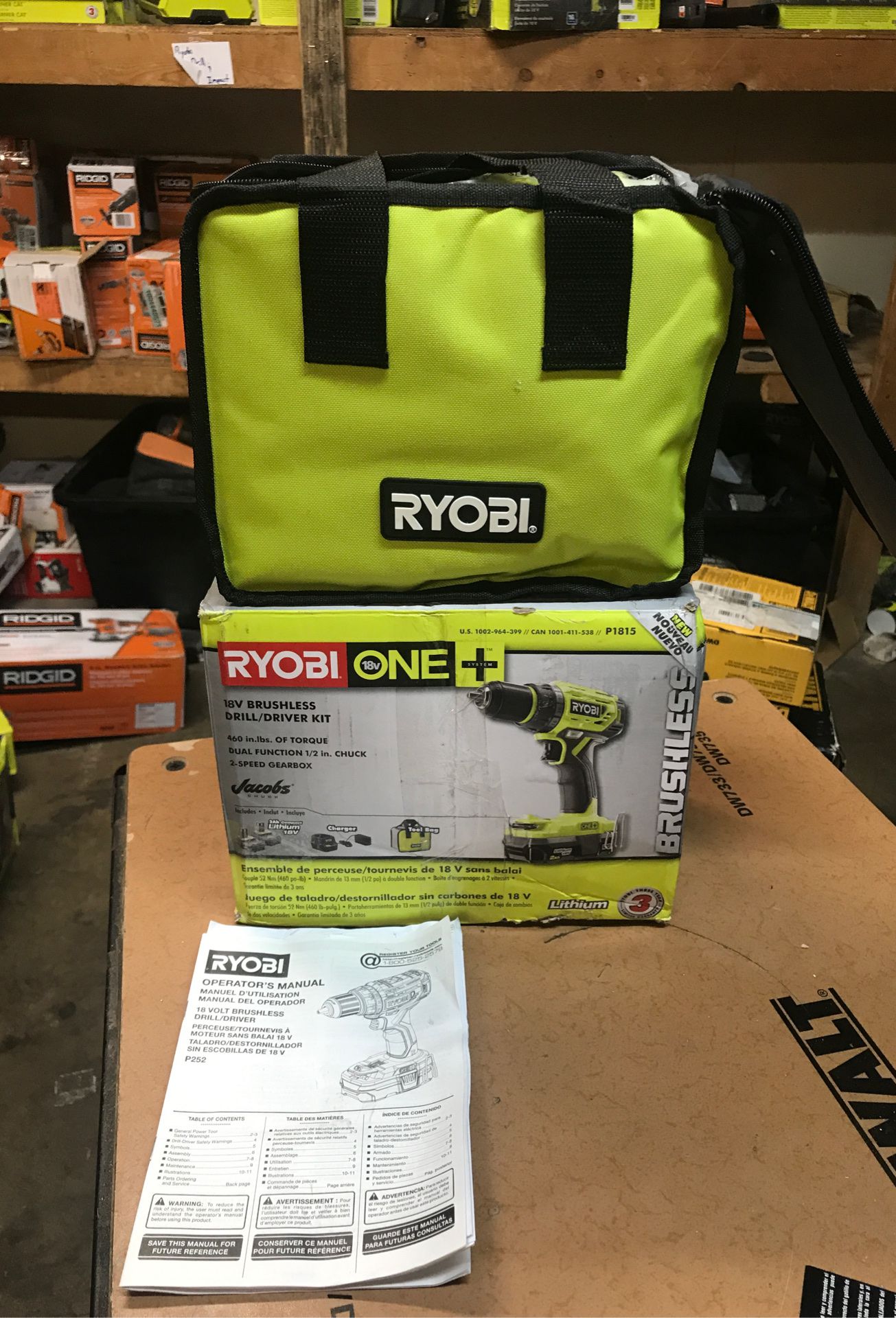 RYOBI 18-Volt ONE+ Lithium-Ion Cordless Brushless 1/2 in. Drill/driver with (2) 2.0 Ah Batteries, Charger, and Bag