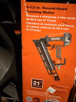 3-1/2” Ridgid framing nailer Air 21 gauge