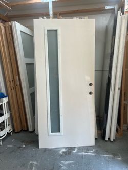 Front door entry door con35-3/4x78” standard front door fiberglass door   I have  front doors with frosted glass. $360Triple glass inset. The door sla