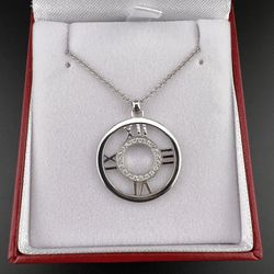 Authentic Tiffany & Co 18k Gold Atlas Diamond Open Round Medallian Necklace Pendant