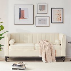 67in Modern Sofa For Living Room, Loveseat Linen Fabric 