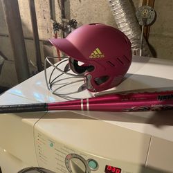 Adidas Destiny Softball Batting Helmet + Hyperlite Bat 2 1/4