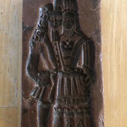 Antique WAX Couple Court Attire Mould Modeled after an 18th Century Lebzelter Holzform German Bavarian Folk Art Ca. 1930s 3z6”