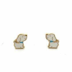 Baby Child’s Little Girls 14k Yellow Gold Enamel Puppy Stud Earrings GP3131100