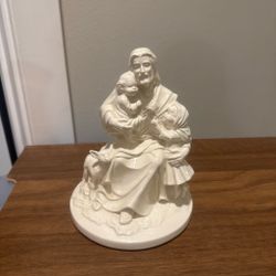 White Ceramic Jesus with Children Figurine