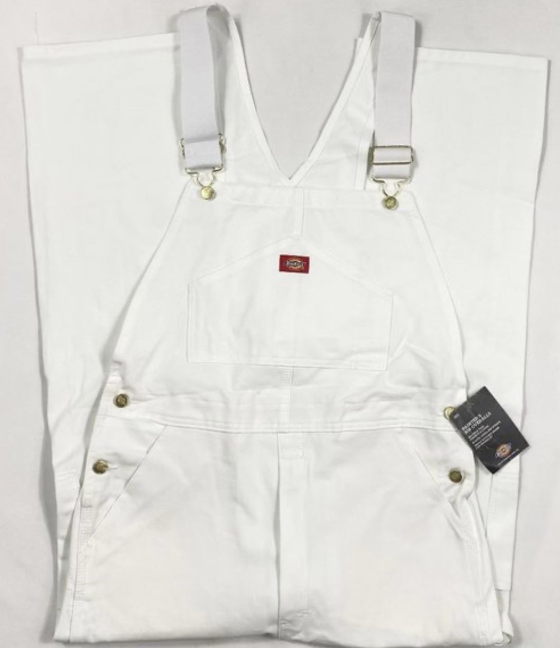 Dickies men's white painters bib overalls