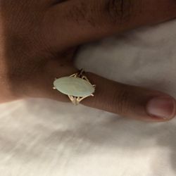 14k Yellow Gold White Australian Opal Ring
