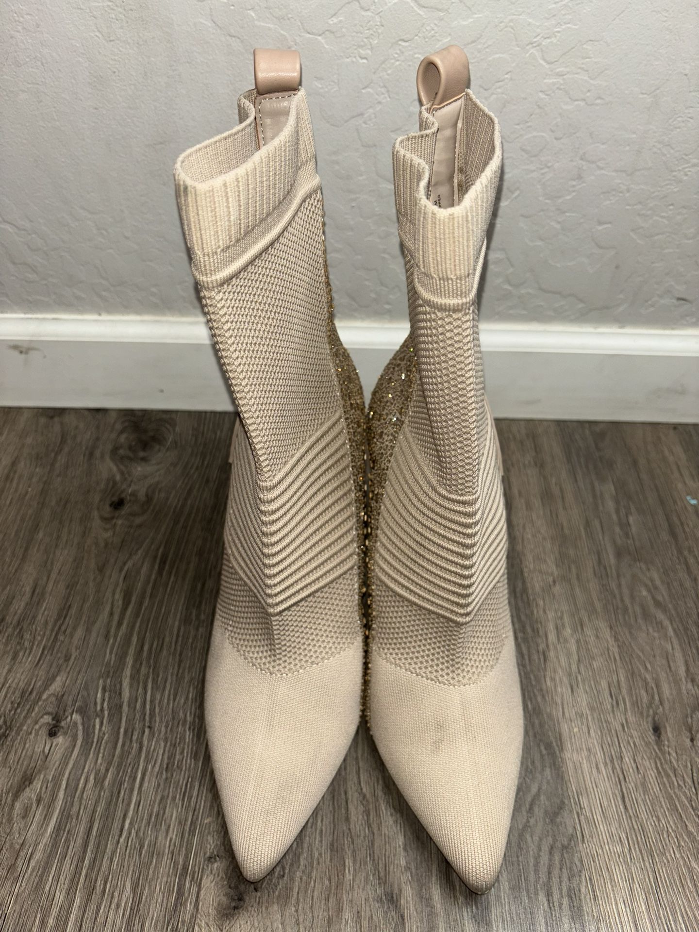 Beige Bling Boots