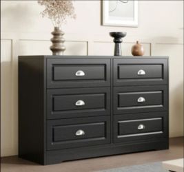 6 Drawer Double Dresser Wooden Wide Chest of Drawers