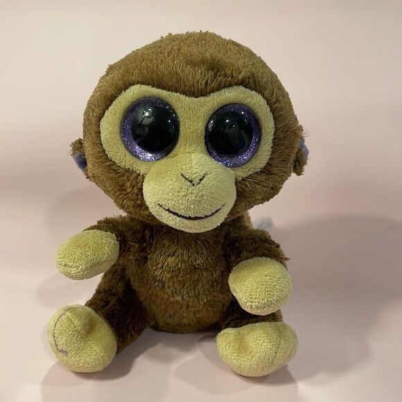 2015 Ty Beanie Boos Coconut the Brown &amp; Purple Monkey Good Used Condition 7” 