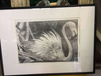 Nesting flamingo hand drawn
