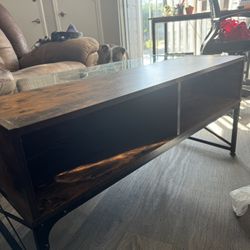 Rustic Brown Coffee Table W/ LED Lights