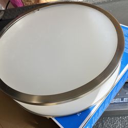 Set of 5 Modern 14" LED Flush Mount Ceiling Lights - Brushed Nickel