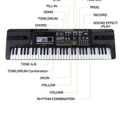 Digital Music Piano Keyboard 61 Key - Portable Electronic Musical Instrument Multi-function Keyboard and Microphone for Kids 