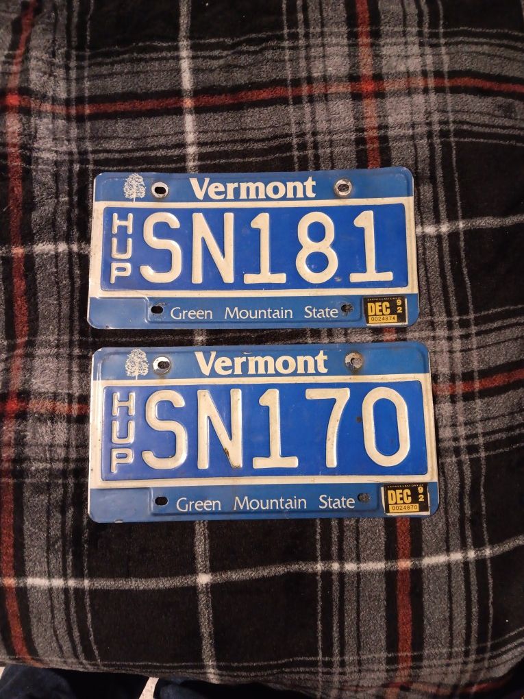 Two Vermont State License Plates 