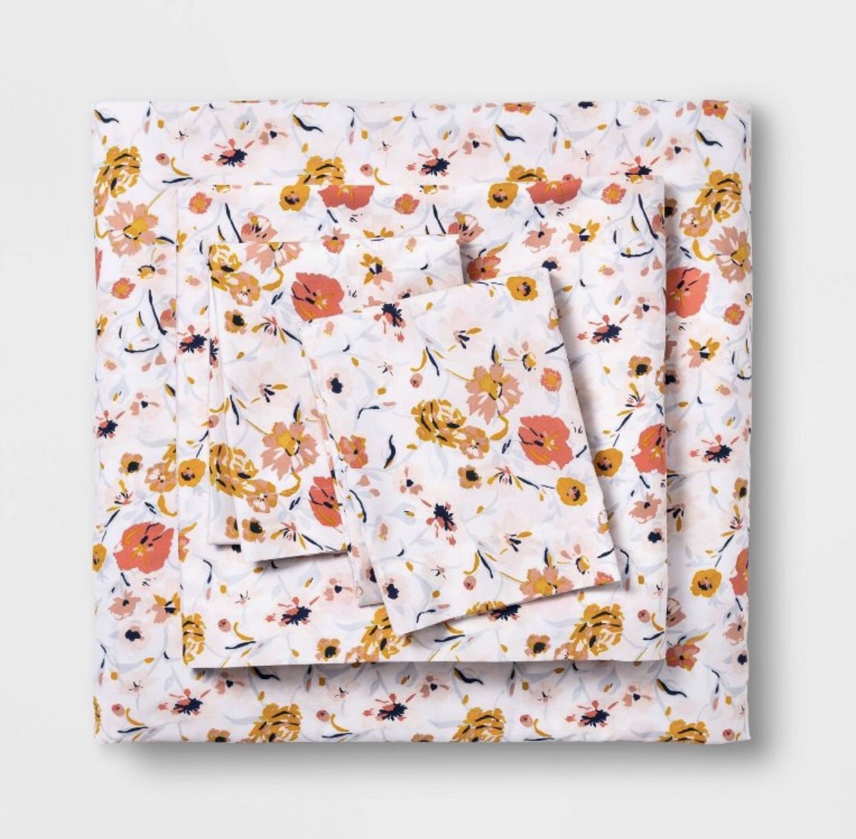 Twin/Twin XL Printed Easy Care Cotton Sheet Set Blush Floral - Opalhouse