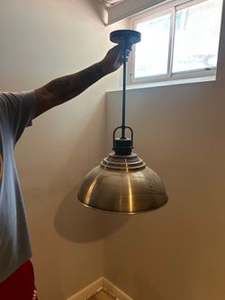 Monteaux 1-Light Black Pendant with Antique Gold Metal Shade
