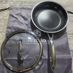 HEXCLAD 8 Inch  Nonstick Stainless Steel Pan With Lid.