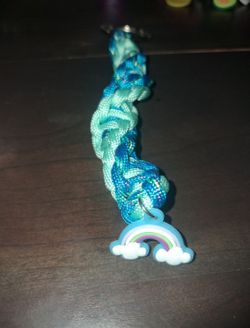 Braided Paracord Keychain with Rainbow Charm