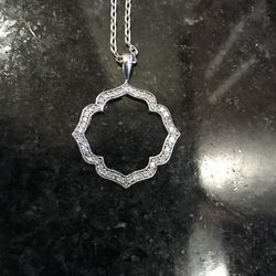 Sterling Silver Diamond pendant with silver chain + 2” extender