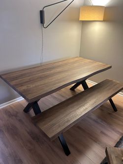 Union Rustic Kairo Dining Table & Azariah Bench