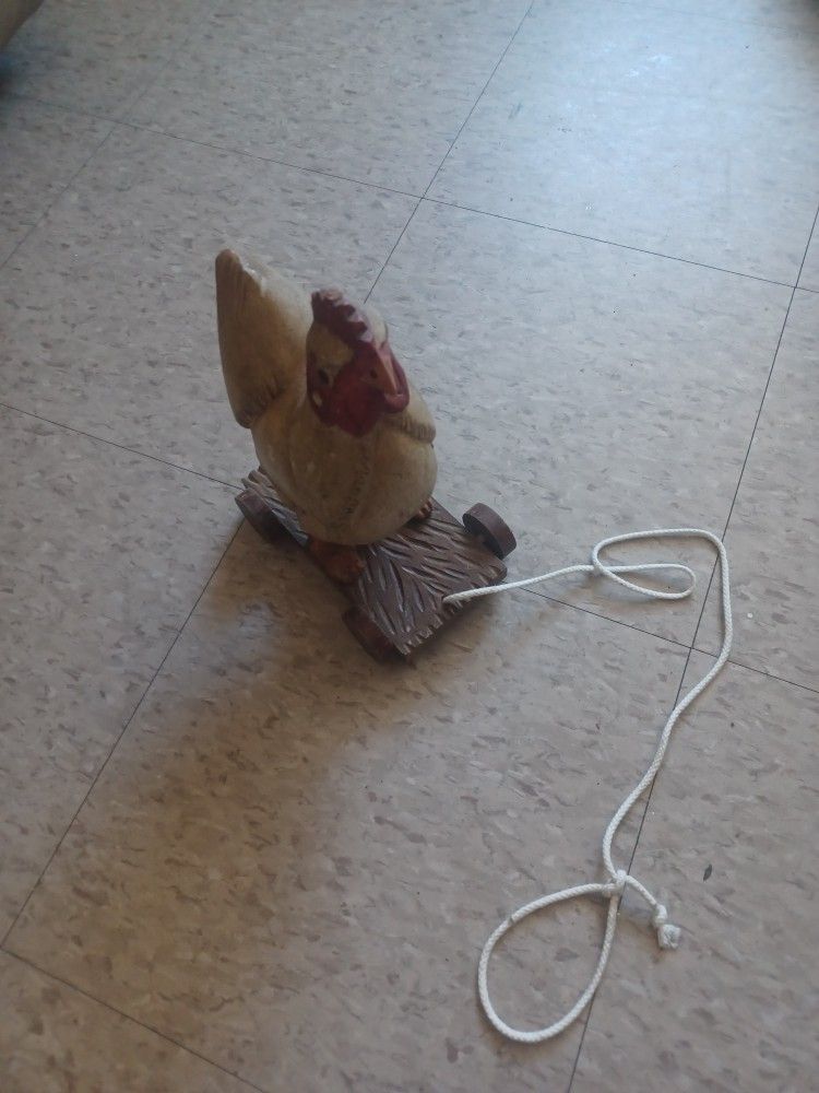Vintage Pulling Chicken Wood
