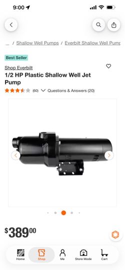 Everbilt 1/2 HP Plastic Shallow Well Jet Pump