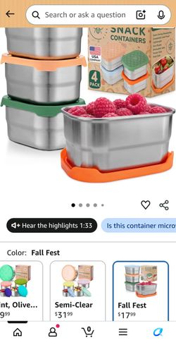 Stainless steel snack container