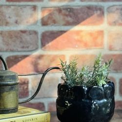 Heavy Cobalt Blue Glazed Organic Shape Studio Pottery / Planter Pot / Vase