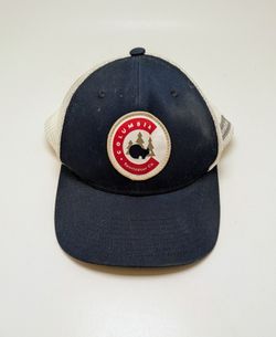 Columbia Sportswear Co Bear Woods Logo Christmas Tree Blue White FlexFit Hat L