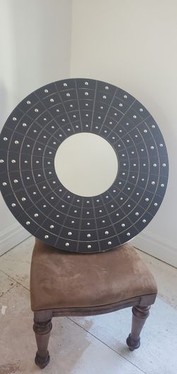 Round Mirror With Stud Decor
