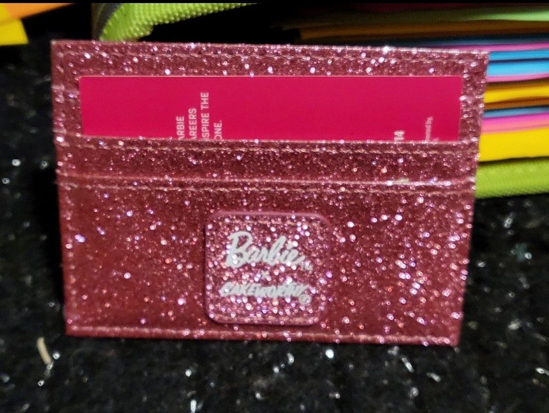 Mattel Barbie Cardholder Pink Glittery 3 Card Slotsm