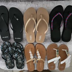 6 Pr Ladies Flip Flops And Sandals All Size 10 