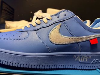 Nike Air Force 1 Off-White University Blue Silver Swoosh Extra Laces Breathable