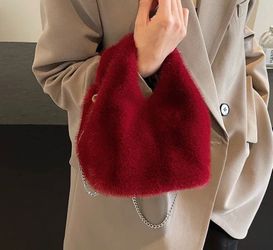 Women's Faux Fur Hobo Shoulder Bag - Plush Soft Furry Handbag, Underarm Tote Purse 👛