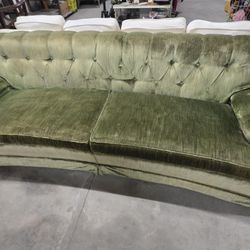Vintage Green Velvet Sofa