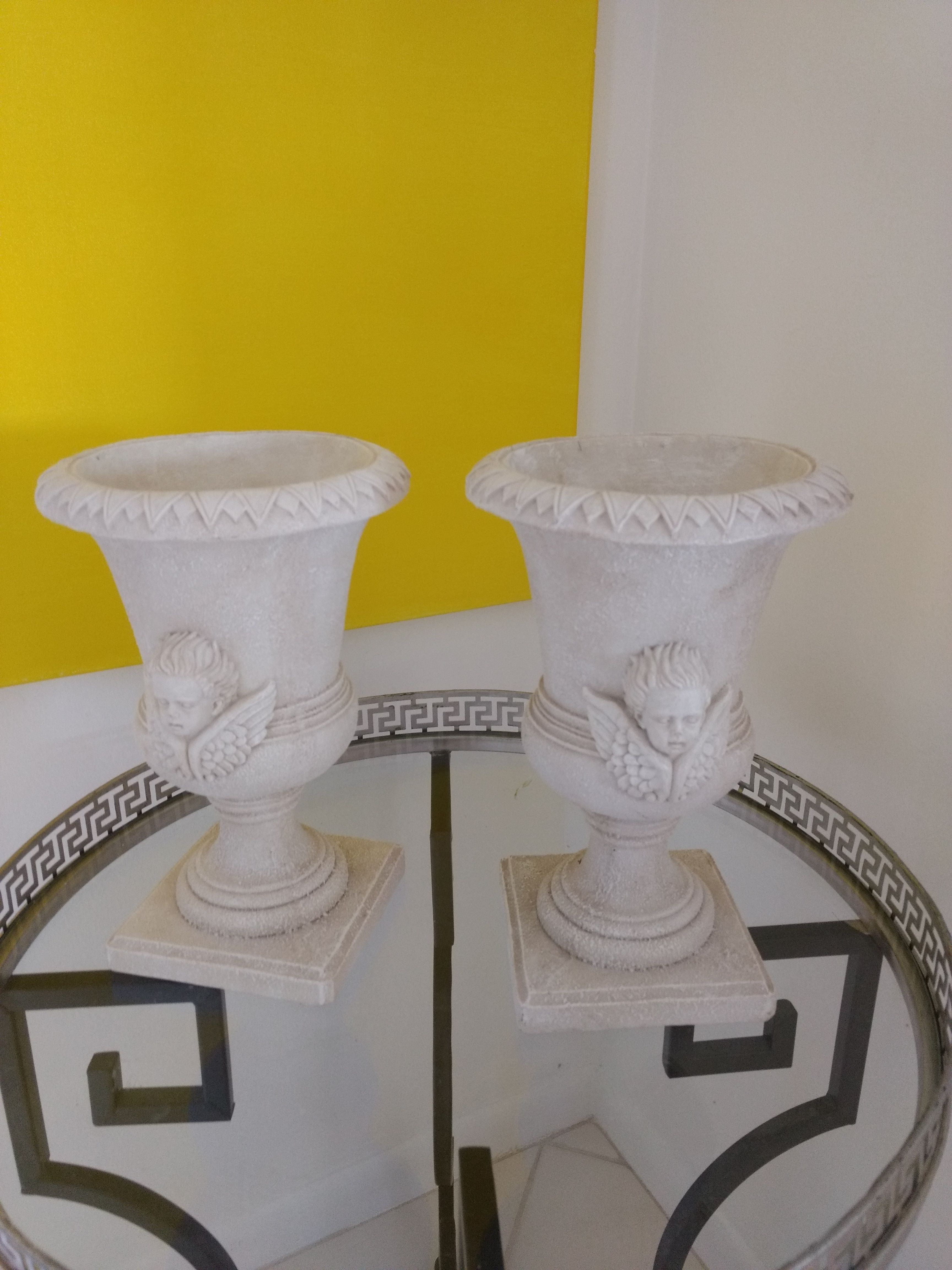 2 Angel heavy Urns/vase 16" tall