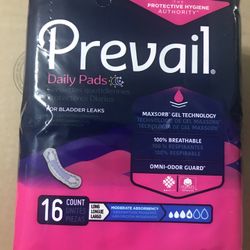 Prevail Daily Pads  17 Packages  For $85