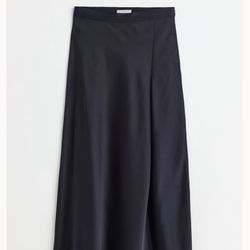 H&M Satin Black Skirt w/ Thigh-high Split
