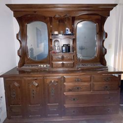 Solid Wood Vintage Dresser with Mirrors. Gorgeous Statement Piece.
