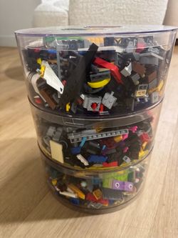 Large LEGO Lot with 3-Tier Storage Organizer