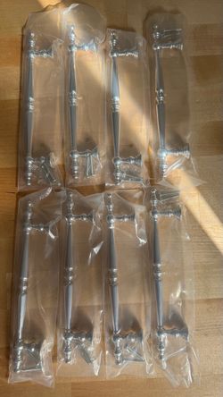 8 brand new, never opened, silver drawer handles cabinet pull dresser vanity