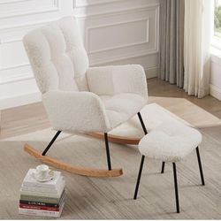 Modern Rocking Chair with High Backrest Armrests